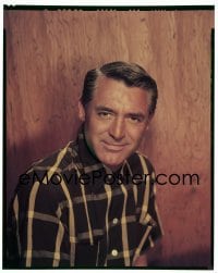 4d005 CARY GRANT 8x10 transparency 1950s Paramount head & shoulders portrait in button up shirt!