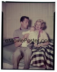 4d055 DEAN MARTIN 4x5 transparency 1950 Paramount portrait with second wife Jeanne & son Dino!