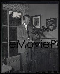 4d061 JAMES STEWART group of 4 4x5 negatives 1950s at home w/ family, trophy room & examining film!