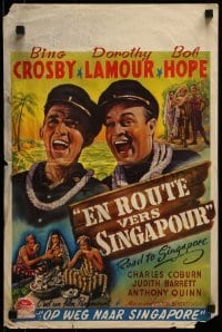4f307 ROAD TO SINGAPORE Belgian 1947 great close-up art of Bing Crosby & Bob Hope singing!