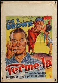 4f308 SHUT MY BIG MOUTH Belgian 1940s wacky Wik art of Joe E. Brown as Native American!