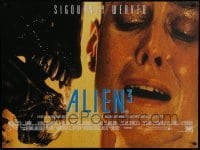4f868 ALIEN 3 British quad 1992 completely different close-up of Sigourney Weaver & alien!