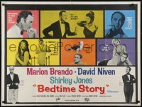 4f880 BEDTIME STORY British quad 1964 Marlon Brando, David Niven & Jones, Dirty Rotten Scoundrels!