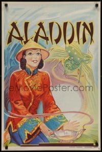 4f849 ALADDIN stage play English double crown 1930s art of female lead w/lamp & genie!