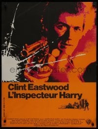 4f736 DIRTY HARRY French 23x30 1972 cool art of Clint Eastwood w/gun, Don Siegel crime classic!