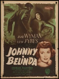 4f753 JOHNNY BELINDA French 24x31 1949 Jane Wyman was alone with terror and torment, Lew Ayres!