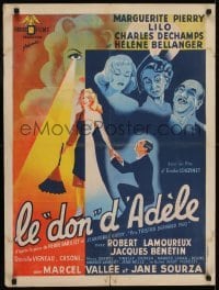 4f757 LE DON D'ADELE French 24x31 1951 Rene Renneteau art of sexy Lilo on chair smoking & vacuuming!
