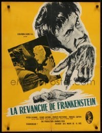 4f770 REVENGE OF FRANKENSTEIN French 23x30 1958 Peter Cushing, Eunice Gayson, cool art of monster!