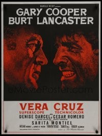 4f779 VERA CRUZ French 23x31 R1970s best close up artwork of cowboys Gary Cooper & Burt Lancaster!