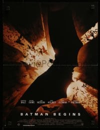 4f794 BATMAN BEGINS French 16x21 2005 Christian Bale as the Caped Crusader gliding with bats!