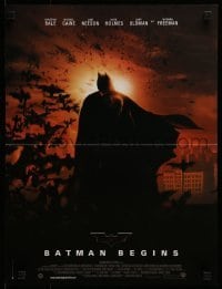 4f795 BATMAN BEGINS French 16x21 2005 full-length Caped Crusader Christian Bale standing with bats!