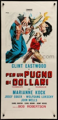 4f553 FISTFUL OF DOLLARS Italian locandina R1970s different artwork of Clint Eastwood by Symeoni!