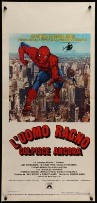 4f579 SPIDER-MAN STRIKES BACK Italian locandina 1979 Marvel Comics, Spidey in his greatest challenge!