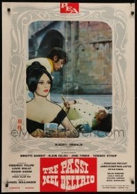 4f593 SPIRITS OF THE DEAD Italian 26x38 pbusta 1969 Fellini, sexy Jane Fonda, Edgar Allan Poe!