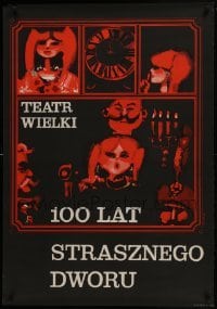 4f120 100 LAT STRASZNEGO DWORU stage play Polish 27x38 1965 art of faces by Waldemar Swierzy!