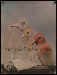 4f139 STASYS EIDRIGEVICIUS commercial Polish 26x33 1986 Pogrzeb Ptaka, cool art of birds!