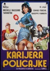 4f396 LA POLIZIOTTA FA CARRIERA Yugoslavian 19x27 1976 great art of sexiest female police officer!