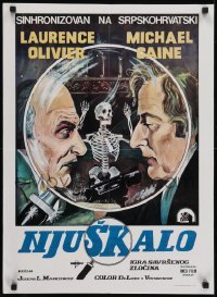 4f426 SLEUTH Yugoslavian 20x27 1972 completely different cool art of Laurence Olivier & Michael Caine!