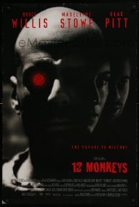 4g003 12 MONKEYS DS 1sh 1995 Bruce Willis, Brad Pitt, Stowe, Terry Gilliam directed sci-fi!