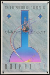 4g008 23RD INTERNATIONAL TOURNEE OF ANIMATION 1sh 1991 cool pole vault artwork by M. Bayouth!