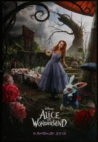 4g026 ALICE IN WONDERLAND teaser DS 1sh 2010 Tim Burton, Mia Wasikowska in title role as Alice!