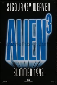 4g032 ALIEN 3 int'l teaser DS 1sh 1992 Sigourney Weaver, 3 times the danger, different design!