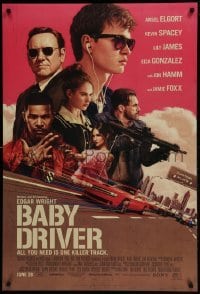 4g062 BABY DRIVER advance DS 1sh 2017 Ansel Elgort in the title role, Foxx, artwork by Rory Kurtz!