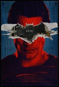 4g093 BATMAN V SUPERMAN teaser DS 1sh 2016 cool close up of Henry Cavill in title role under symbol!