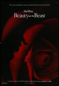 4g104 BEAUTY & THE BEAST IMAX advance DS 1sh R2002 Walt Disney cartoon classic, art of cast in rose!