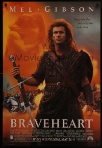 4g140 BRAVEHEART advance DS 1sh 1995 cool image of Mel Gibson as William Wallace!