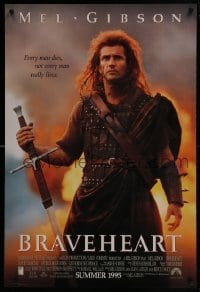 4g141 BRAVEHEART int'l advance DS 1sh 1995 cool image of Mel Gibson as William Wallace!