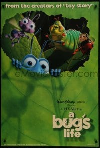4g150 BUG'S LIFE DS 1sh 1998 cute Disney/Pixar CG cartoon, cute image of cast on leaf, book promotion!
