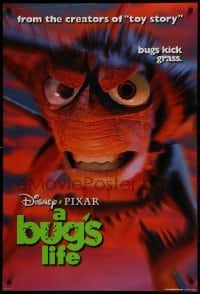 4g153 BUG'S LIFE teaser DS 1sh 1998 Walt Disney Pixar CG cartoon, c/u of grasshopper!