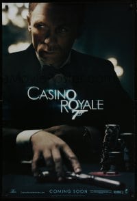 4g168 CASINO ROYALE int'l teaser DS 1sh 2006 Craig as Bond at poker table with gun!