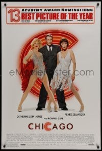 4g177 CHICAGO 1sh 2002 Zellweger & Zeta-Jones, Gere, 13 nominations, wacky switched credits!