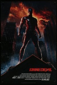 4g212 DAREDEVIL style A advance DS 1sh 2003 Ben Affleck in costume standing in rain!
