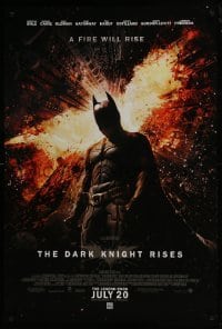 4g218 DARK KNIGHT RISES advance DS 1sh 2012 Christian Bale as Batman, a fire will rise!