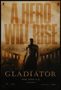 4g334 GLADIATOR teaser DS 1sh 2000 a hero will rise, Russell Crowe, directed by Ridley Scott!