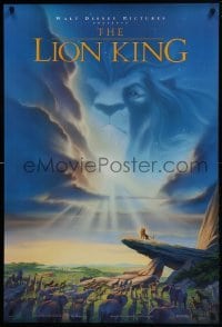 4g548 LION KING DS 1sh 1994 Disney Africa, John Alvin art of Simba on Pride Rock with Mufasa in sky