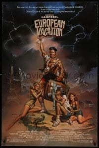 4g652 NATIONAL LAMPOON'S EUROPEAN VACATION 1sh 1985 Chevy Chase, wacky fantasy art by Vallejo!