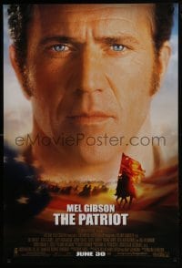 4g682 PATRIOT advance 1sh 2000 huge close up portrait image of Mel Gibson over American flag!
