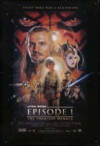 4g694 PHANTOM MENACE style B fan club 1sh 1999 George Lucas, Star Wars Episode I, Drew Struzan art!