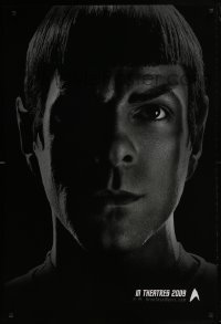 4g841 STAR TREK teaser DS 1sh 2009 Abrams, image of Zachary Quinto as Spock over black background!