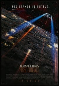 4g850 STAR TREK: FIRST CONTACT int'l advance DS 1sh 1996 starship Enterprise above Borg cube!
