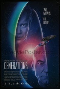 4g851 STAR TREK: GENERATIONS advance 1sh 1994 Stewart as Picard & Shatner as Kirk, two captains!