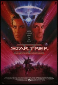 4g845 STAR TREK V 1sh 1989 The Final Frontier, art of William Shatner & Leonard Nimoy by Bob Peak!