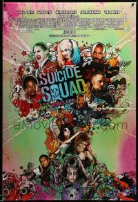 4g871 SUICIDE SQUAD advance DS 1sh 2016 Smith, Leto as the Joker, Robbie, Kinnaman, cool art!