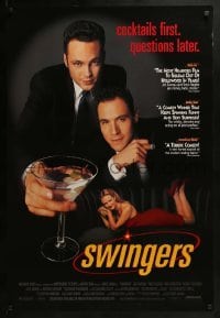 4g879 SWINGERS 1sh 1996 Vince Vaughn & Jon Favreau, sexy Heather Graham, cocktails first, reviews!