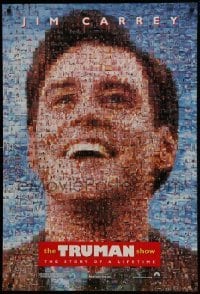 4g920 TRUMAN SHOW teaser DS 1sh 1998 really cool mosaic art of Jim Carrey, Peter Weir