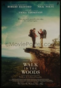 4g944 WALK IN THE WOODS advance DS 1sh 2015 Robert Redford and Nick Nolte on edge of cliff!